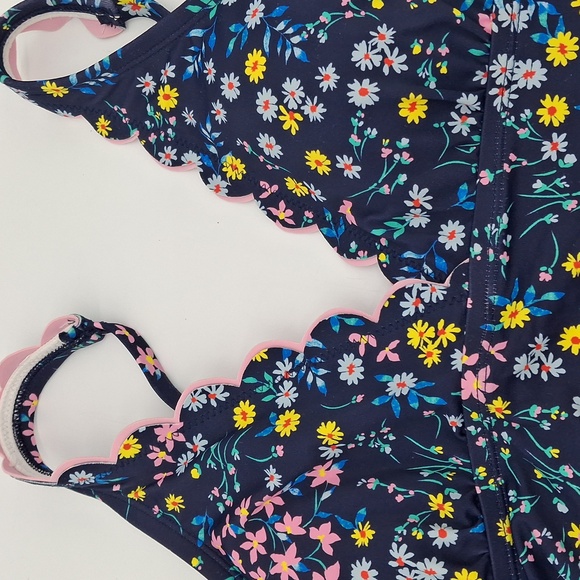 Draper James RSVP V-Neck Scallop Tankini Set Navy Blue S - Picture 4 of 13